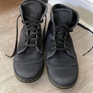 Dr. Martens Air Wair Black Canvas High Top Sneakers, Sz 9 (but fit more like 8)